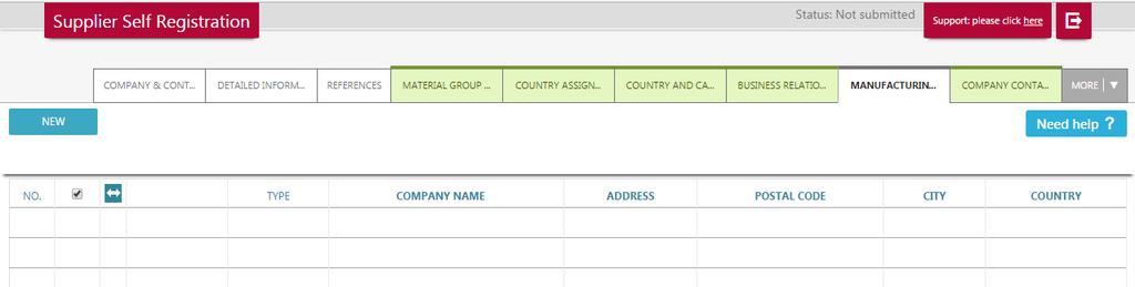 3.9. Tab Manufacturing Site Please indicate manufacturing sites and / or subsidiaries you work with.