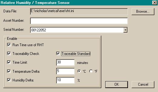 2. Set up the pre-prompt file as needed so that RHT temperature and humidity values are automatically written to the appropriate database fields in the calibration summary table.