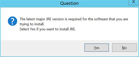 Click Yes to install JRE. The installation takes a few minutes. Existing JRE versions are not deleted when the required version is installed.
