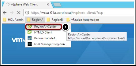 2. Sign into vsphere Web Client Open a new tab in Chrome and sign into the vsphere Web Client as it make some time to log in.