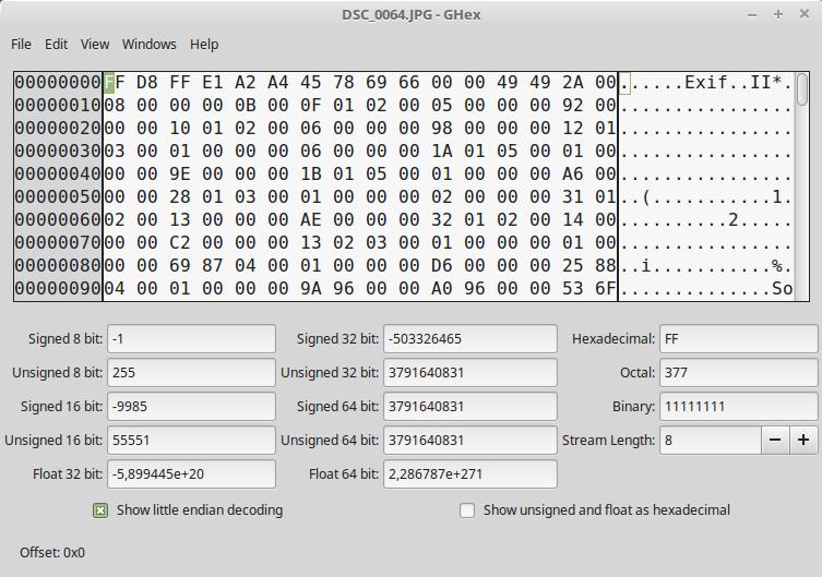 xxd: Create a hex dump of a given binary