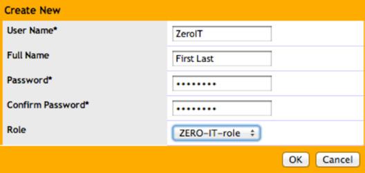 Use the ZoneDirector s local database and create a new user for this role. Select Users from the left-hand side. Create a new user.