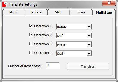 Menus This tool adds a specified shift amount to each of the axes. Scale This tool applies the specified scale factor to the program.