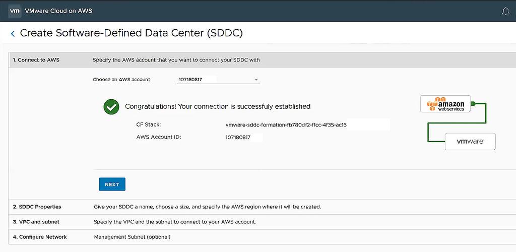 Associate SDDC with an AWS Account Train Test Commit Org Setup Provision Report Invoice Associate AWS Account with the SDDC Next, you will need to associate the SDDC with an AWS account so that they