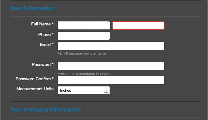 Create an Account Step 3 Compete the information fields