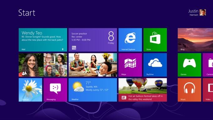 Windows 8 (2012) Windows 8 da tizim keskin redizaynga uchradi Microsoft Pusk tugmasidan voz kechib, uni boshlang ich ekran bilan almashtirdi.
