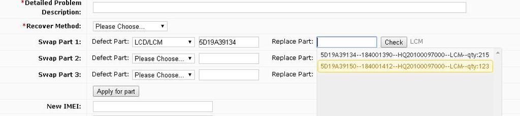 2c. PN input assistant You can swap 1 part and up to 3 parts for each repair.