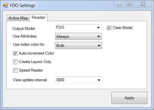 Reader Settings Reader setting affect different aspect of the reader. Output model It is possible to specify a separate output model for the reader than the active model.