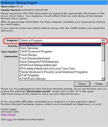 Completing the Program Section Click on Select a Program drop-down arrow for the dropdown list to appear. Select the Program(s) that best fits the program(s) you re working.