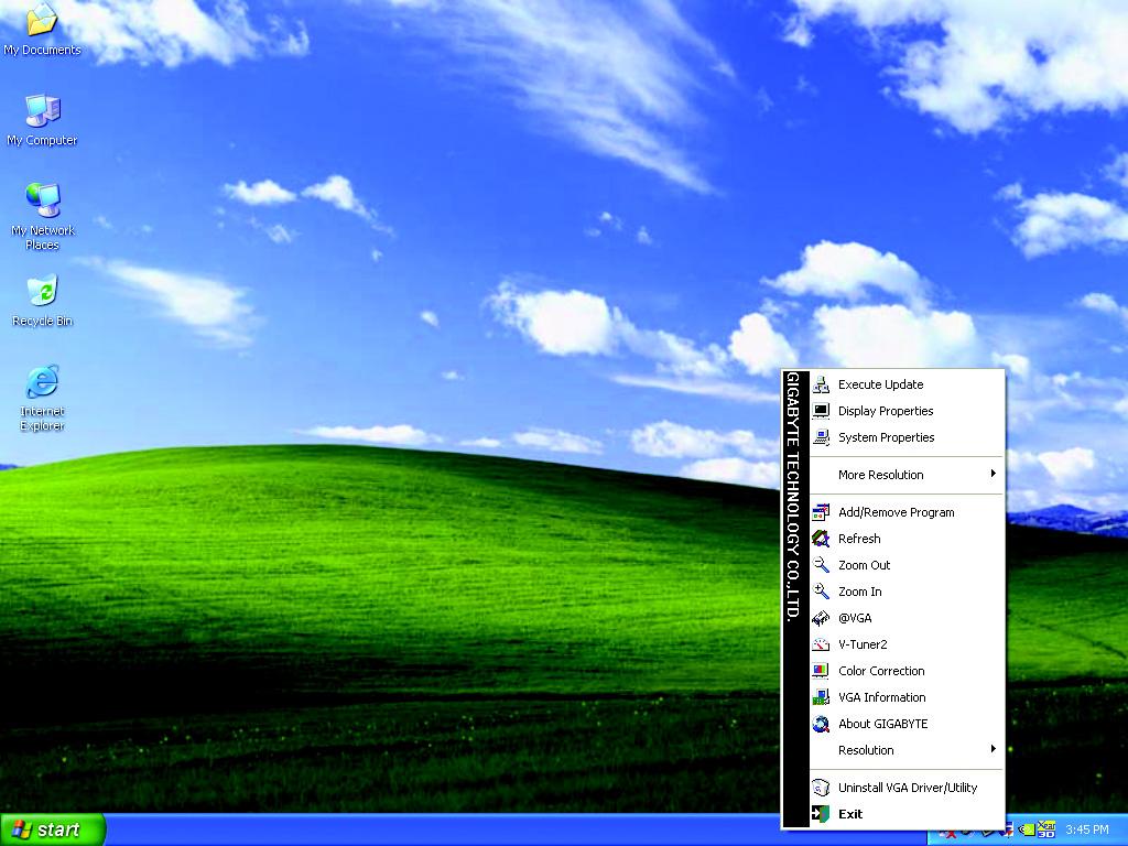 English 3.1.5. Taskbar icon After installation of the display drivers, you will find a GBT icon on the taskbar's status area.