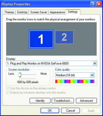English Settings (Resolutions and Color depth for Windows) You may adjust the screen resolution and color quality settings in this dialog box. You can move the slider to change the resolution.