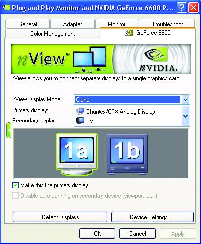 English nview Display Settings properties * nview allows you to connect separate displays to single graphics card. nview Display mode: select your preferred nview display modes here.