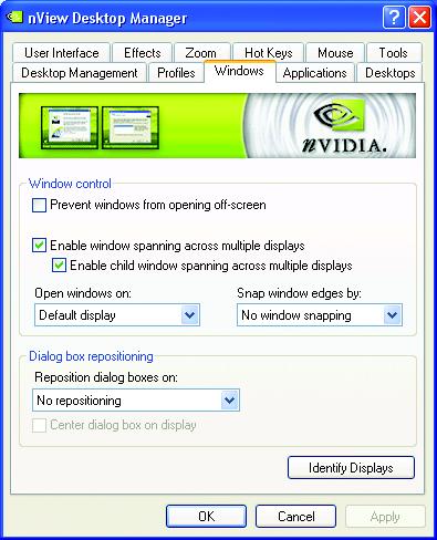 nview Windows properties This tab allows you to control