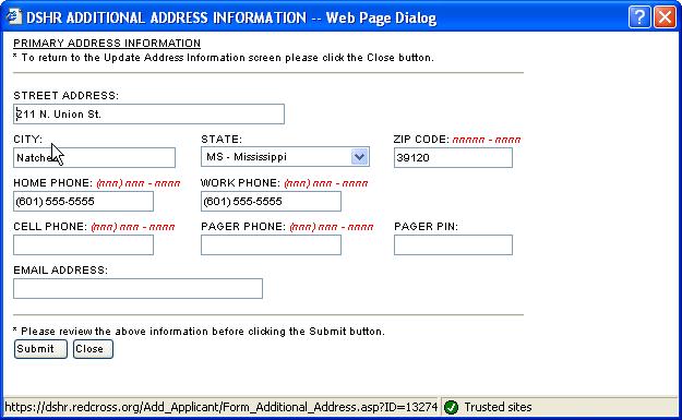 Editing Contact Information Move the cursor over the section you wish to update until it turns blue and click.