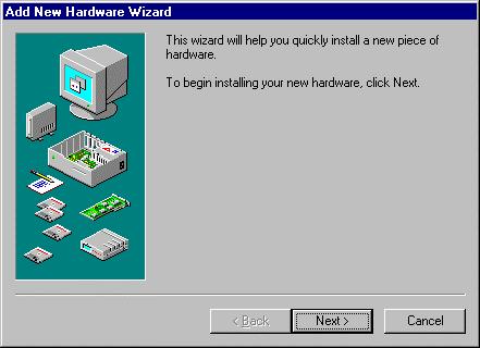 Click next on the applet dialogue. The Add New Hardware wizard will ask you if you wish Windows to search for your hardware.