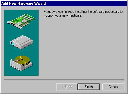 Windows 95 will then inform you of the settings it has assumed for the new ports. Click next. Click finish.