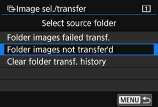 Batch Transfer You can also transfer shot movies. However, you cannot transfer images during movie shooting. Set it to <A>, then transfer the images. When [Sel.