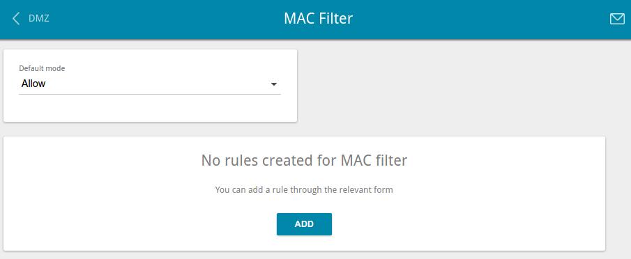 MAC Filter On the Firewall / MAC Filter page, you can configure MAC-address-based filtering for computers of the router's LAN. Figure 117. The Firewall / MAC Filter page.