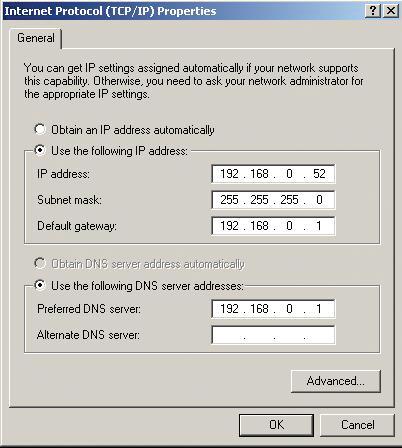 Address setup Used when a DHCP server is not available on the local network.