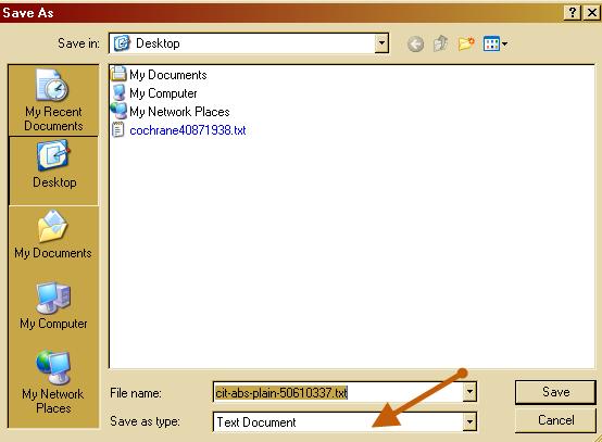 Click Save You can change the file name at this stage Save as text file(.