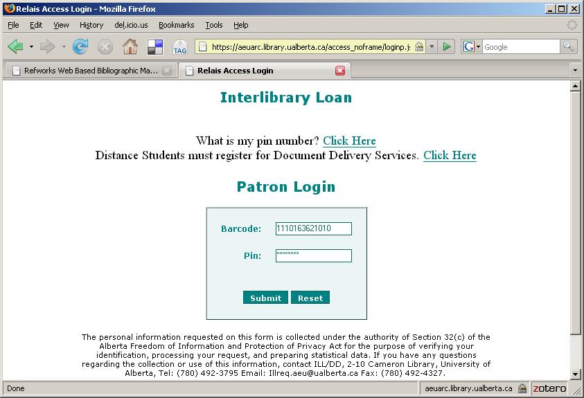Section 14: Placing Interlibrary loan requests You will need to enter your barcode from your OneCard and PIN number.