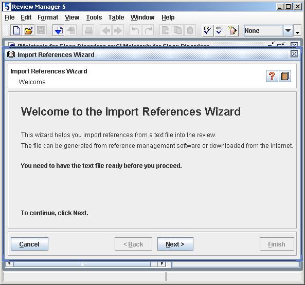 The Import References Wizard window will pop up.
