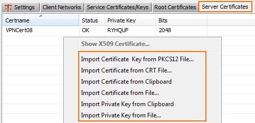 Select and upload the root certificate created in step 1. Click on the Sever Certificates tab.