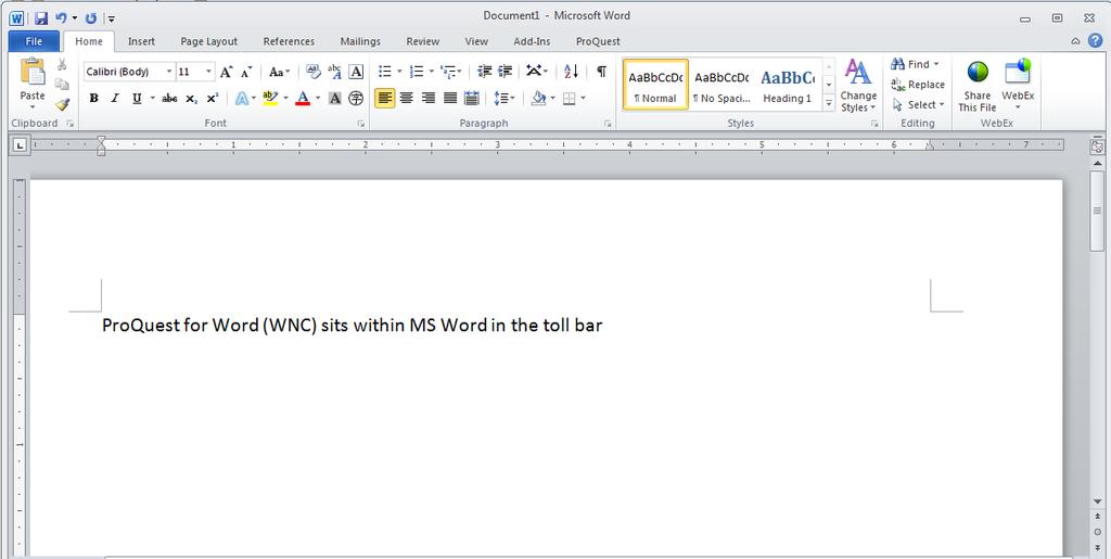 WNC can be found in Word toolbar Click on