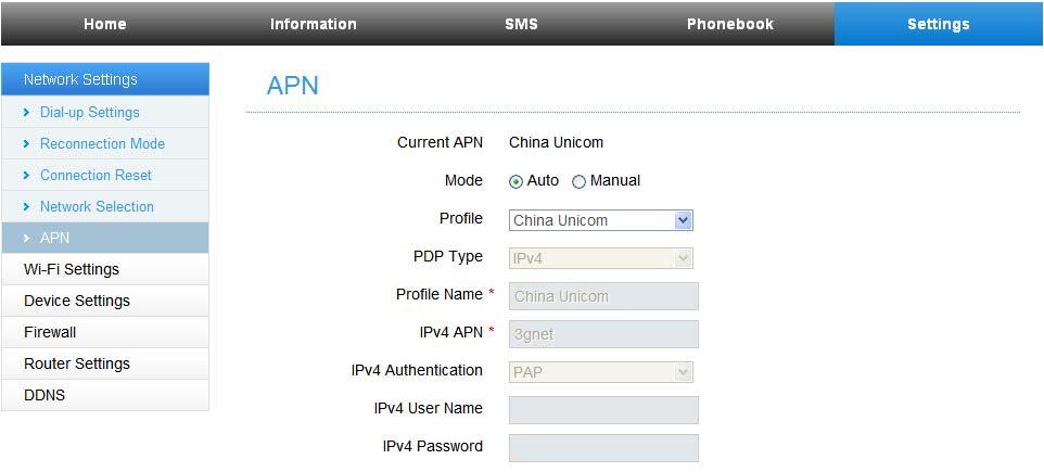 Create a new APN selecting the Manual mode, then click Add