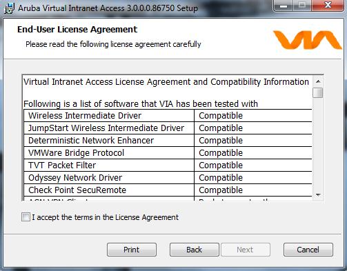 On the End-User License Agreement screen, select the check box to accept the terms in the License Agreement. Click Next.