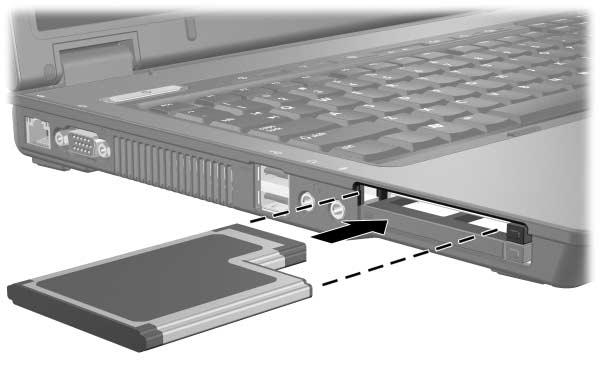 ExpressCards (select models only) 2. To insert an ExpressCard: a. Hold the card label-side up, with the connectors facing the computer. b.