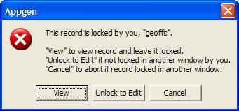 You should ONLY choose the UNLOCK TO EDIT option if you have checked that you do not have any other windows active with this record open.