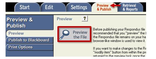 Then choose the Preview & Publish tab to preview your file and verify it is up