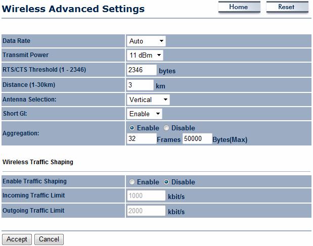 8.4 Wireless Advanced Settings Data Rate Select a data rate from the drop-down list. The data rate affects throughput.