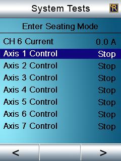 Further, the operational states of inputs and outputs can be checked allowing correct joystick or push-button operation to be confirmed, while seat actuator and brake outputs can also be monitored.