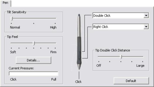 16 Customizing tilt sensitivity To adjust the tilt sensitivity of your Cintiq pen, select the PEN tab.