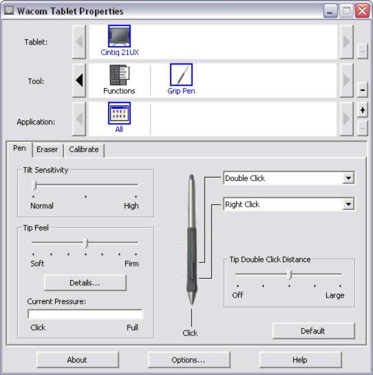 4 Control panel overview Use the Wacom Tablet control panel to customize Cintiq.