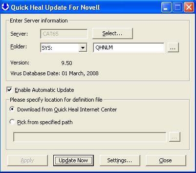 3) Choose Quick Heal installation folder by clicking on Browse I-con. 4) To update Quick Heal automatically, check Enable Automatic Update.