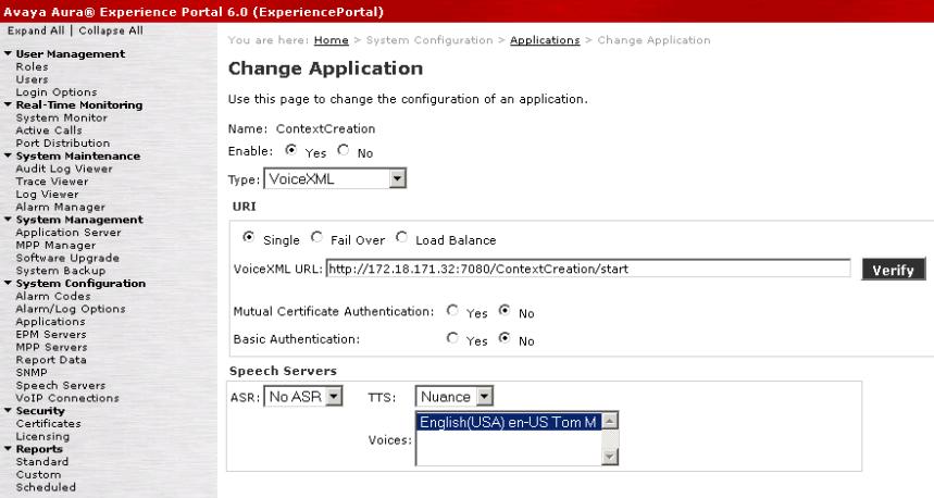 7: Configure the Context Creation application as an Inbound application. In this example the Context Creation application is configured to be launched by the number 8901.