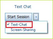Initiating a Text Chat Session 1. Click Start Session to initiate a text chat session. 2.