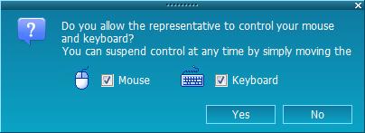 Viewer > Mouse/Keyboard Mouse/Keyboard The representative may request mouse/keyboard control of the remote computer once the remote control session has started.