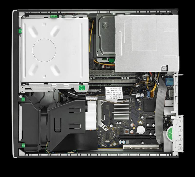 HP Compaq 6000/6005 Pro Business PC Feature Placement Small Form Factor (SFF) 1 2 Internal View 1. 5.25 external bay and 3.