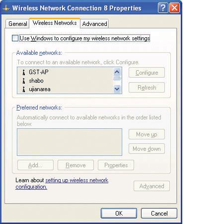 Click the XP Networking icon to use the Zero Configuration