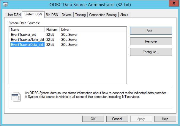 EventTracker EventTrackerData EventTrackerAlerts Steps to create EventTracker DSN with ODBC SQL Driver 11 1.