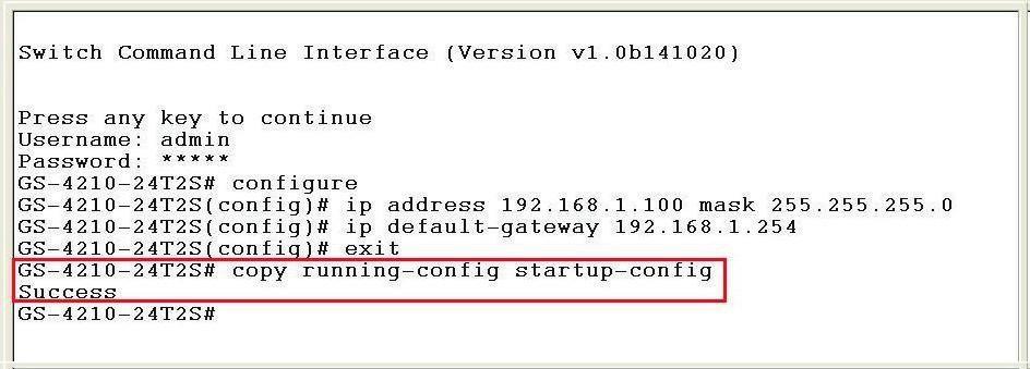 6. Saving the Configuration via the Console In switches, the running configuration file stores in the RAM.
