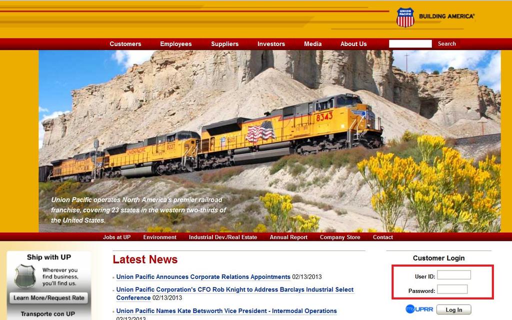 Car Order Policy Please press the <CTRL> key and click the link below to view rules regarding Union Pacific s car order policy; http://www.uprr.
