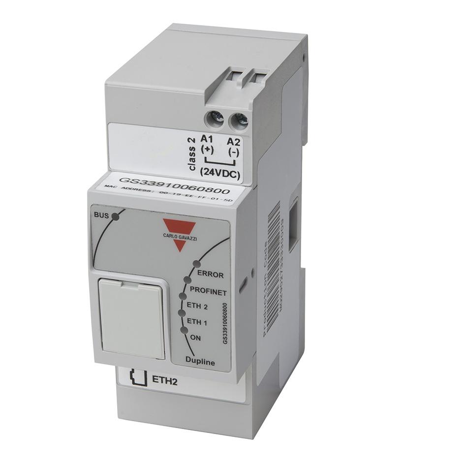 Dupline Profinet Gateway Benefits Profinet gateway with the function as a slave Up to 7 master generators can be connected via the HS RS485 bus (side connector) All Dupline signals from the master