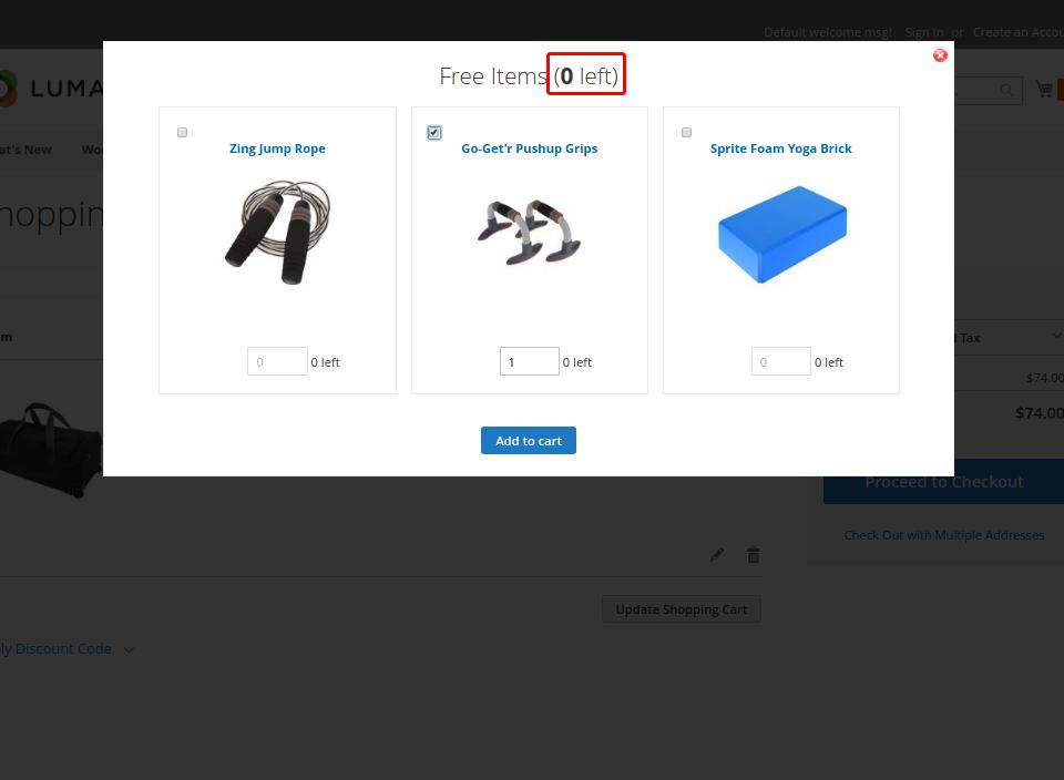 2018/06/15 13:54 7/30 Free Gift for Magento 2 Display Remaining Gifts Counter - With this option, you can display in the pop-up the number of available gifts.