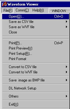 1.2 Opening a File Procedure 1. Click on the tool bar, or select File > Open. The Open WVF file or RTM file dialog box appears. 2.