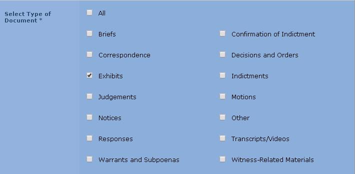Search tips: Select Exhibits when searching for photographs, maps, models, artefacts, audio recordings and video recordings that were admitted as evidence in court proceedings.